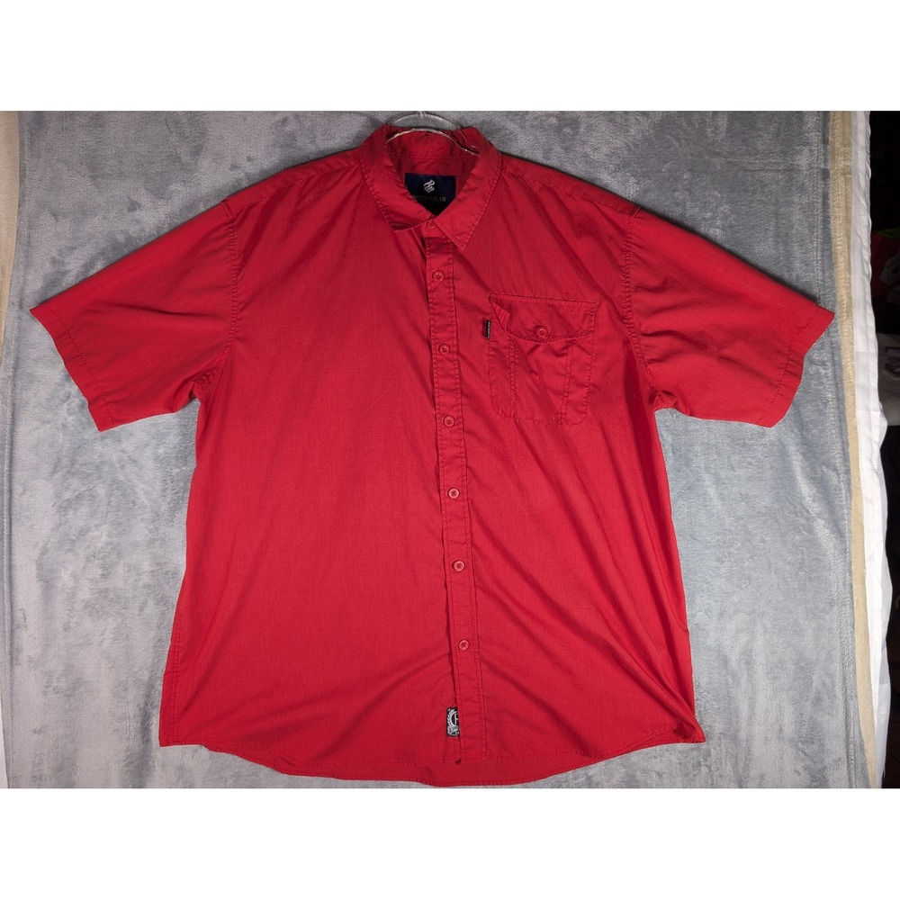 Rocawear Classic Mens 3XB Red Short Sleeve Button Down Shirt Streetwear 3XL Big